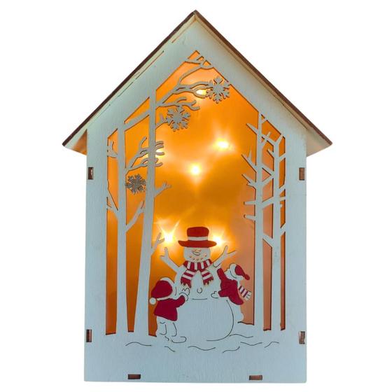 Imagem de Casa Natalina Madeira Com 6 Leds Formato Estrelas 22x16x5cm Saldão