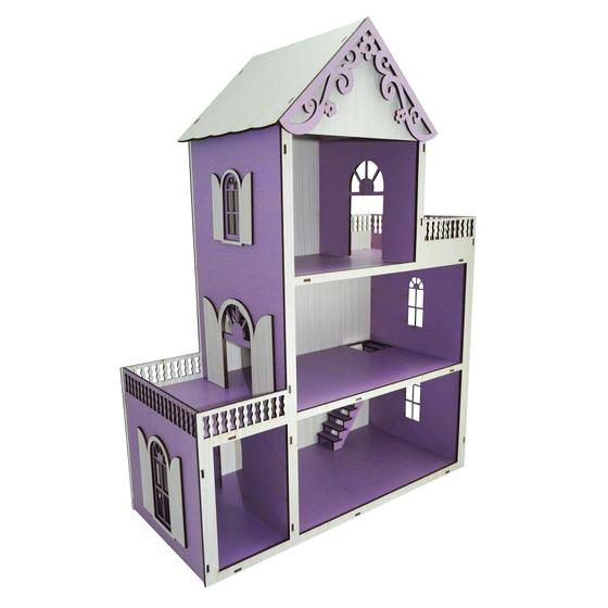 Casa Para Boneca Polly Pintada Violeta e Branco Trabalhado 60x55x15,5 Mdf Madeira Menor preço em Casa Para Boneca Polly Pintada Violeta e Branco Trabalhado 60x55x15,5 Mdf Madeira
