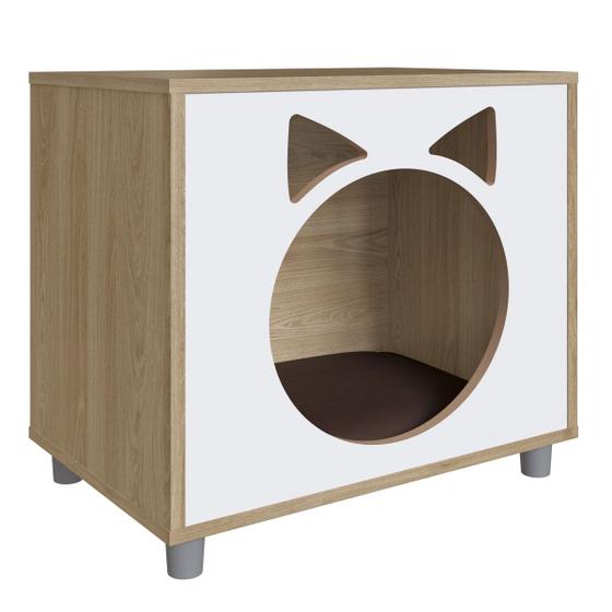 Imagem de Casa Pet para Gato Oak com Almofada Marrom Completa Móveis