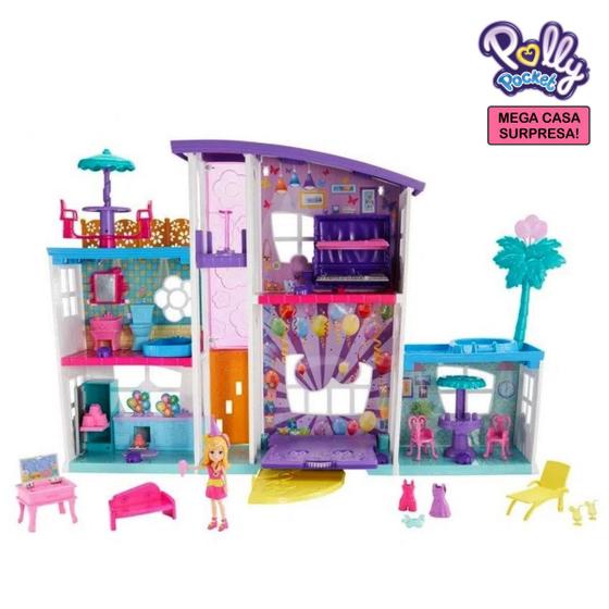 Casa Portátil Polly Pocket Gigante Casinha Surpresas Boneca Vários ...