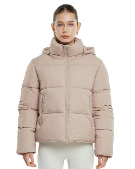 Imagem de Casaco acolchoado de inverno PUFFIT feminino cortado com capuz removível