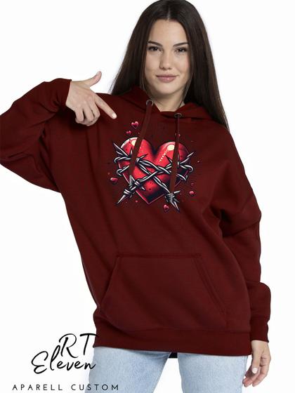 Imagem de Casaco Blusa Moletom Masculino e Feminino Canguru Estampa Coração Com Bolso e Capuz Inverno Frio 06