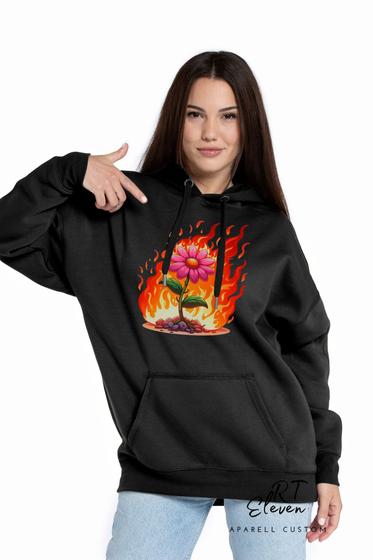 Imagem de Casaco Blusa Moletom Masculino e Feminino Canguru Estampa Floral Com Bolso e Capuz Inverno Frio 01