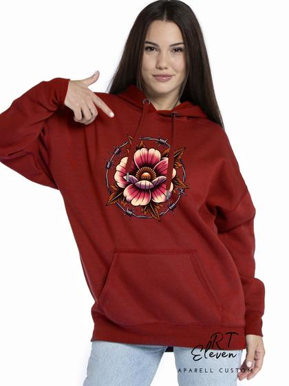 Imagem de Casaco Blusa Moletom Masculino e Feminino Canguru Estampa Floral Com Bolso e Capuz Inverno Frio 02