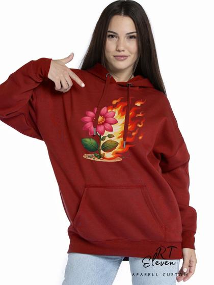 Imagem de Casaco Blusa Moletom Masculino e Feminino Canguru Estampa Floral Com Bolso e Capuz Inverno Frio 05