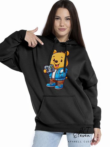 Imagem de Casaco Blusa Moletom Masculino e Feminino Canguru Estampa Pooh Com Bolso e Capuz Inverno Frio 02