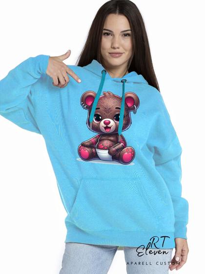 Imagem de Casaco Blusa Moletom Masculino e Feminino Canguru Estampa Urso Com Bolso e Capuz Inverno Frio 03