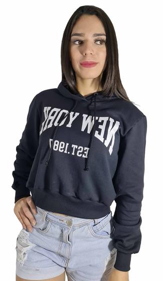 Imagem de Casaco Cropped Moletom Com Estampa E Capuz Ref. 15620