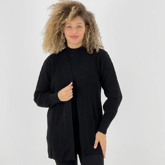 Imagem de Casaco Darluam Cardigan Tricot Aberto com Bolso Feminino