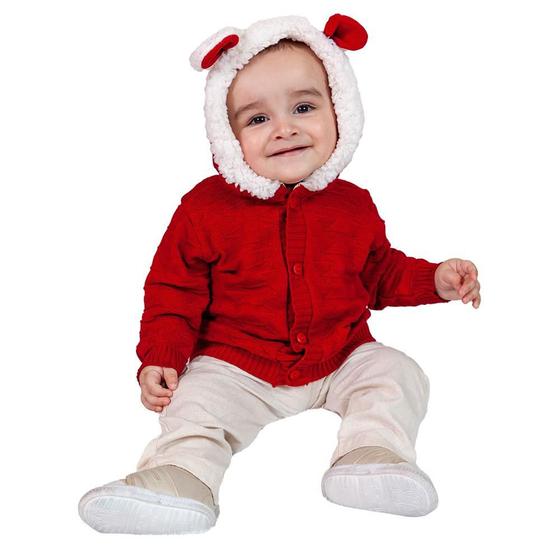 Imagem de Casaco de Bebê Tricô Kids Com Capuz Vermelho