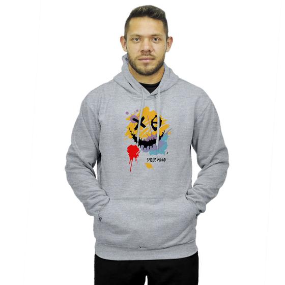 Imagem de Casaco De Frio Blusa Estampada Moletom Modelo Canguru Capuz