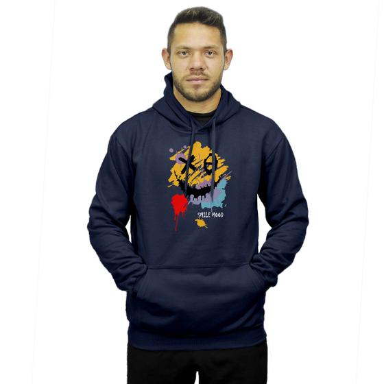 Imagem de Casaco De Frio Blusa Estampada Moletom Modelo Canguru Capuz