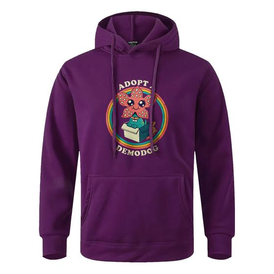 Imagem de Casaco de Frio Moletom Feminino  Adopt A Demodog  Tecido Premium Abrigo Estampado