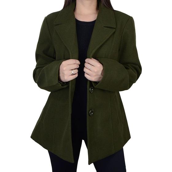 Imagem de Casaco Feminino Facinelli City Lady Verde Militar Plus Size - 618003