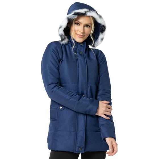 Imagem de Casaco Feminino Jaqueta Sobretudo com Capuz Removível Inverno Frio Viagem Corta Vento Acolchoado