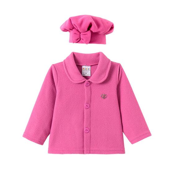 Imagem de Casaco Gola Soft E Boina Infantil Para Menina Inverno