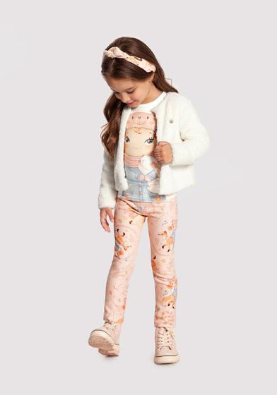 Imagem de Casaco Infantil Menina em Pelo Carneirinho Branco Off White Moletom