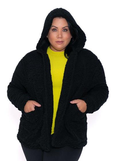 Imagem de Casaco Inverno Teddy Com Capuz Moda Blogueira Plus Size