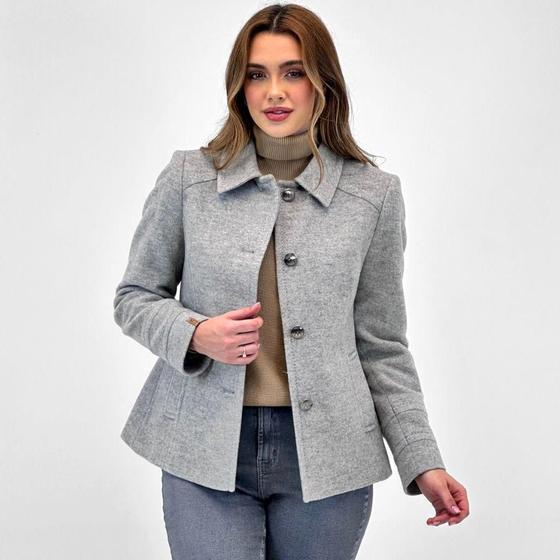 Blazer Casaco De LÃ£ Feminino Curto Casaco Malise Lã Batida Curto