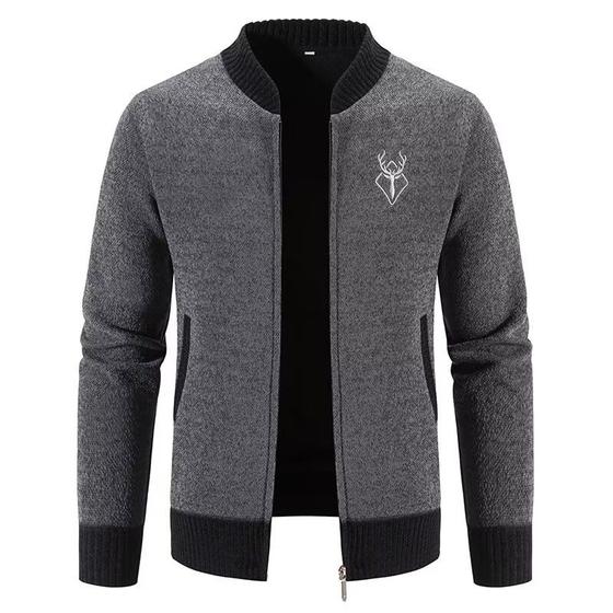 Imagem de Casaco Masculino Tricotado SANMU - Estilo Coreano com Zíper