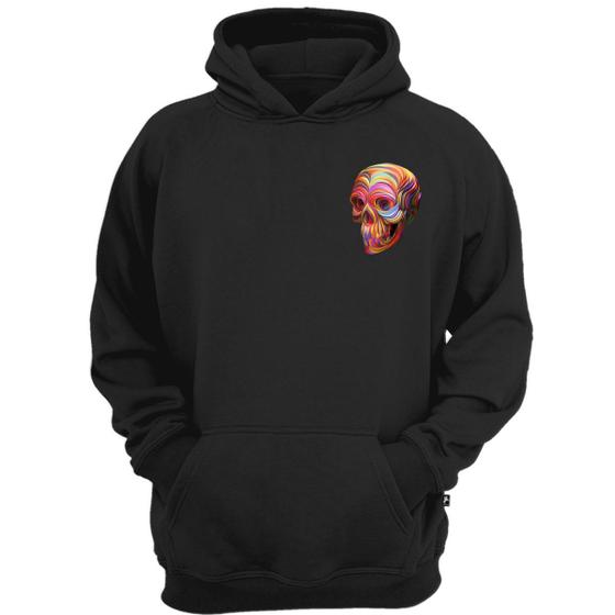 Imagem de Casaco moletom caveira psicodelica rock and roll skull color