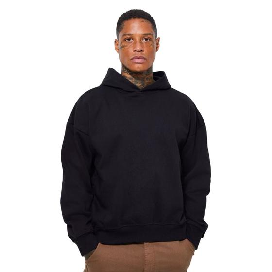 Conjunto Moletom Preto Moletom Masculino Liso Fechado Capote