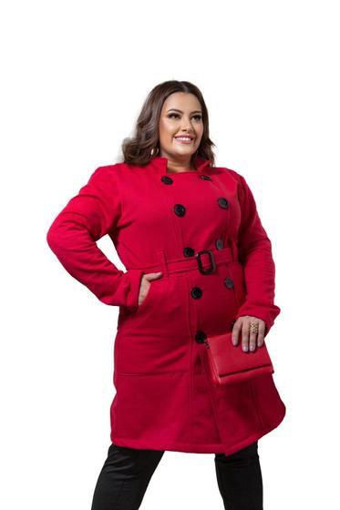 Imagem de Casaco Sobretudo Feminino Plus Size Com Botões Moda Inverno