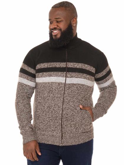 Imagem de Casaco Tricot Plus Size Masculino Anistia com Ziper Anistia Marrom