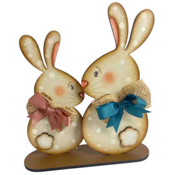 Imagem de Casal de Coelhos Dina e Dengo em mdf cru -marca Duna Atelier cód -10069