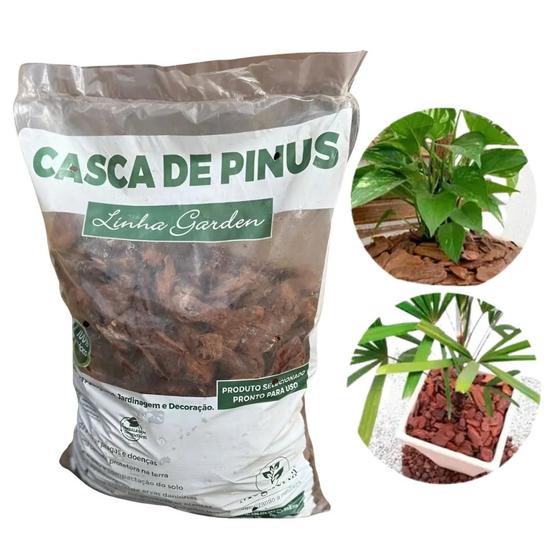 Casca de Pinus Mogifertil Tamanho P 6kg para Paisagismo Cobertura de Solo e Decoração