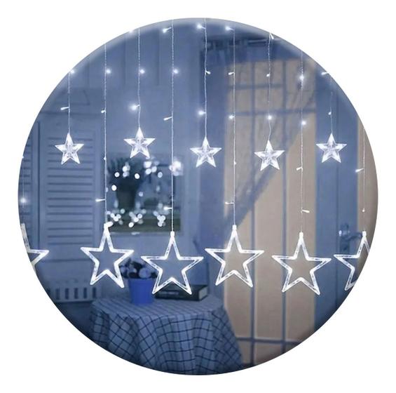 Imagem de Cascata 138 Leds Pisca Pisca Natal Estrela Decoração 2,5mts