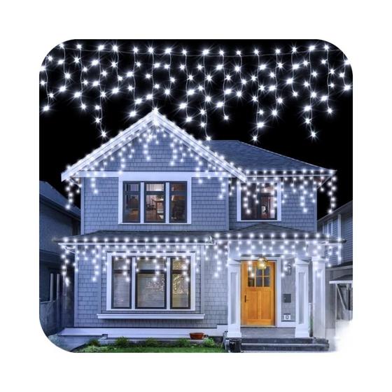 Imagem de Cascata 400 Led Fixo Prova D'água Bivolt Fio Branco10m Uso Externo Natal