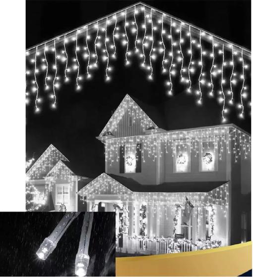 Imagem de Cascata 400 Leds 10m Fio Branco Frio Led Decoração Natal 110v