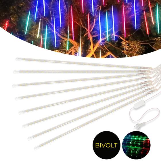 Cascata 8 Tubos Queda Pisca Pisca Chuva Gelo 50cm Luz Rgb Menor preço em Cascata 8 Tubos Queda Pisca Pisca Chuva Gelo 50cm Luz Rgb