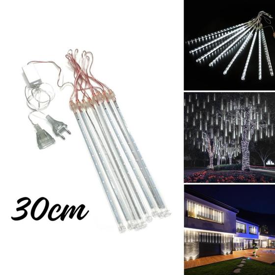 Imagem de Cascata C/8 Tubos Queda Pisca Chuva Led Decoração Natal 30cm