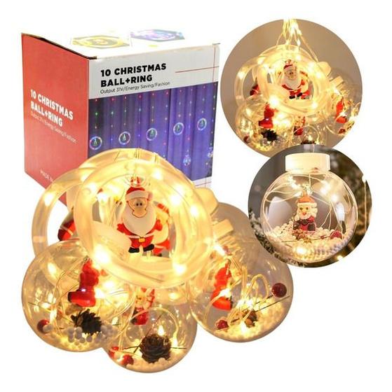Imagem de Cascata Cortina LED Natal 10 bolas decoração Bivolt 3 metros