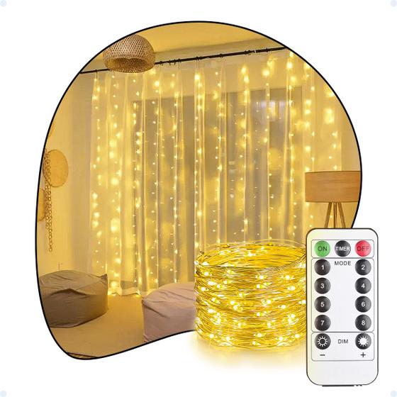 Imagem de Cascata De Natal 300 Leds Cordão De Luz De Fada Com Controle