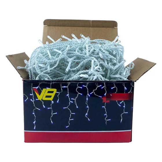 Imagem de Cascata Natal Pisca 8 Funções 400 Leds 9,5m Branco Frio Bivolt Uso Externo 14726-PL