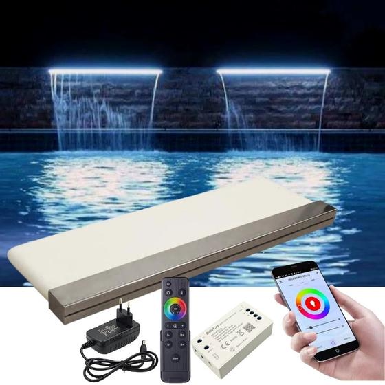 Imagem de Cascata para Piscina 100cm de Embutir com Iluminação Led RGB e Controlador WiFi