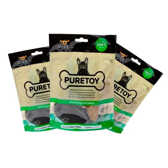 Imagem de Casco Bovino Cães Puretoy Com 9 Peças - 3 pacotes