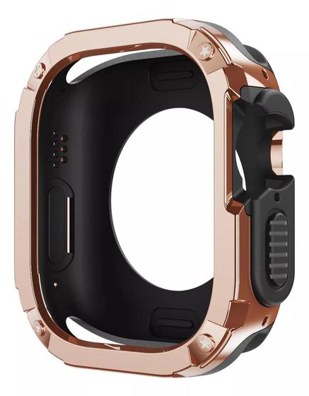 Imagem de Case Anti Choque Dupla Compativel Com Iwatch Series 9 8 7 6 5 4 44mm E 45mm -Gold Rose com Preto
