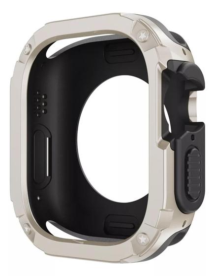 Imagem de Case Anti Choque Dupla Compativel Com Iwatch Series 9 8 7 6 5 4 44mm E 45mm - Starlight Com Preto