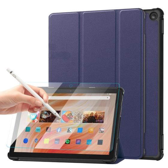 Imagem de Case+Caneta Stylus+Vidro Compatível Amazon Fire Azul Marinho