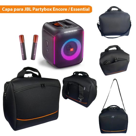Imagem de Case Capa Bolsa Compatível com Jbl Partybox Encore e Essential Com Bolso Espaçoso E Alça Transporte Aveludado Macio Resistente