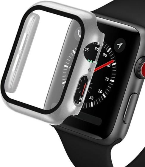 Case Capa Vidro Prata Compatível com Apple Watch 44mm Menor preço em Case Capa Vidro Prata Compatível com Apple Watch 44mm