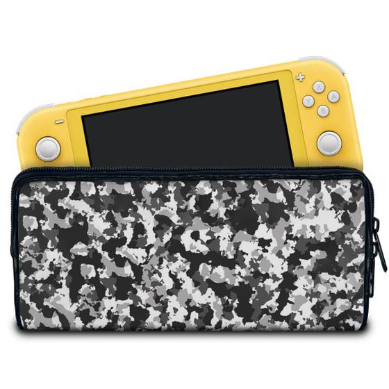 Imagem de Case Compatível Nintendo Switch Lite Bolsa Estojo - Camuflada Cinza