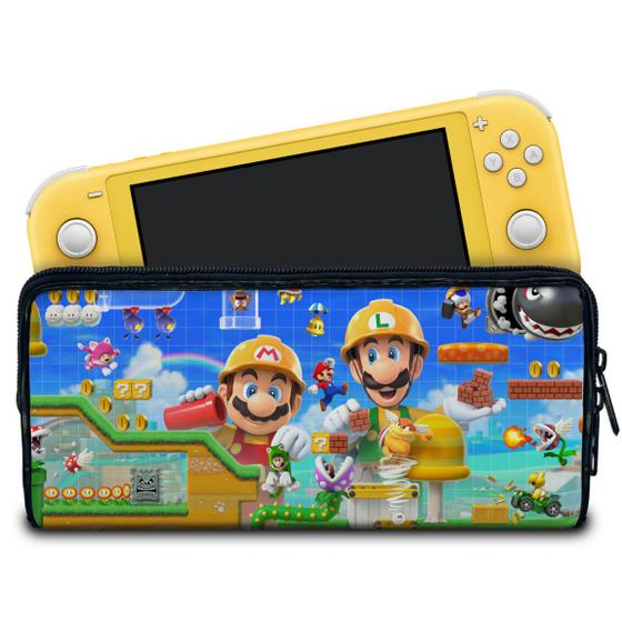 Imagem de Case Compatível Nintendo Switch Lite Bolsa Estojo - Super Mario Maker 2