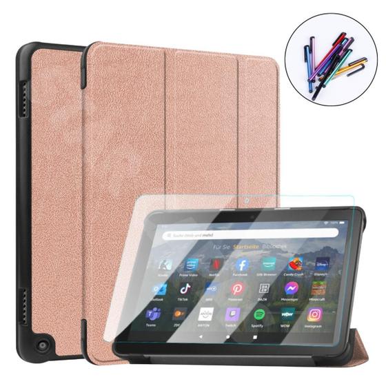 Imagem de Case Couro Para Fire Hd 8 Plus 12º + Caneta + Vidro