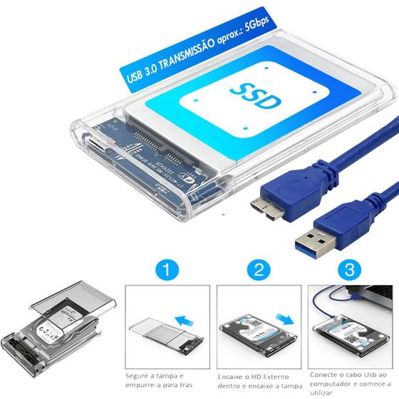 Imagem de Case Externo Para HDD SSD USB 3.0 5gbps 10TB Alta taxa de Transferencia