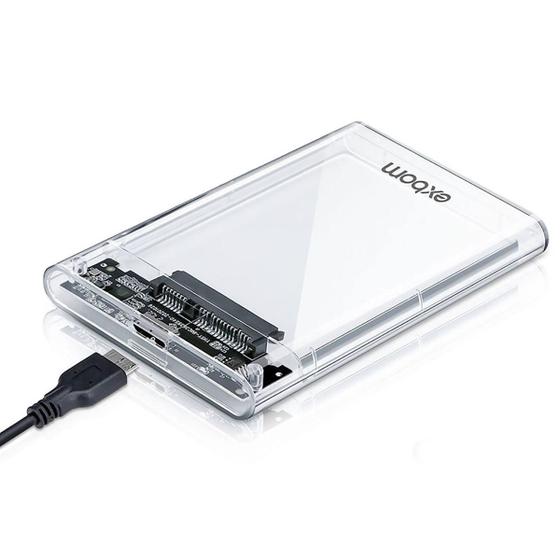Imagem de Case Externo USB 3.0 Transparente para HD 2.5" SSD SATA Exbom CGHD-35